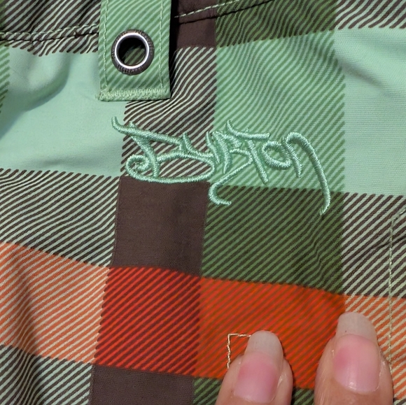 Plaid Snow Pants Pants - Green and Orange - Picture 8 of 15
